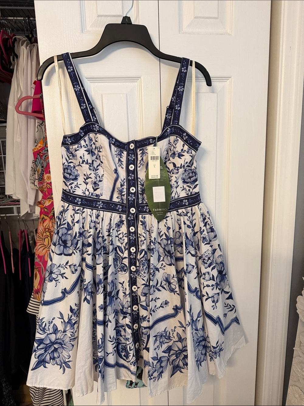 BNWT Off-White Porcelain Garden Buttoned Mini Dress size large - Picture 3 of 14